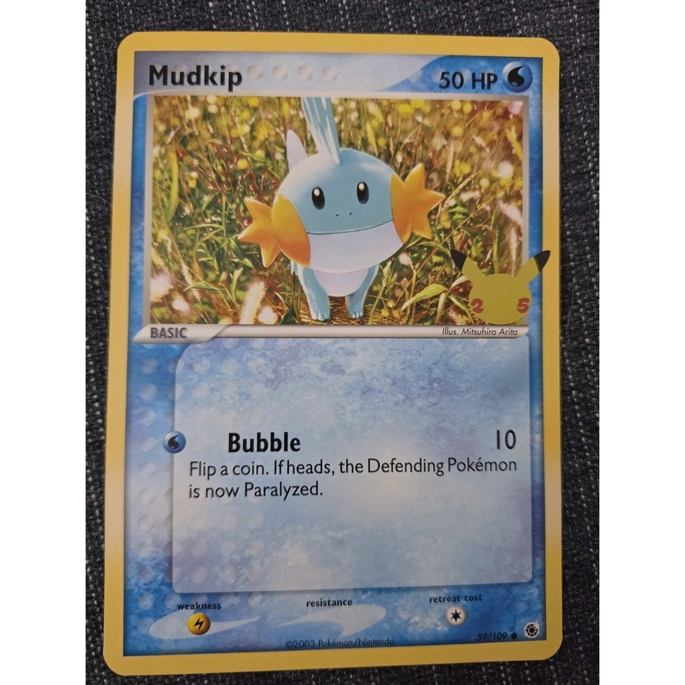 Pokemon Jumbo Mudkip Promo Card 25th Oversized‎ Anniversary